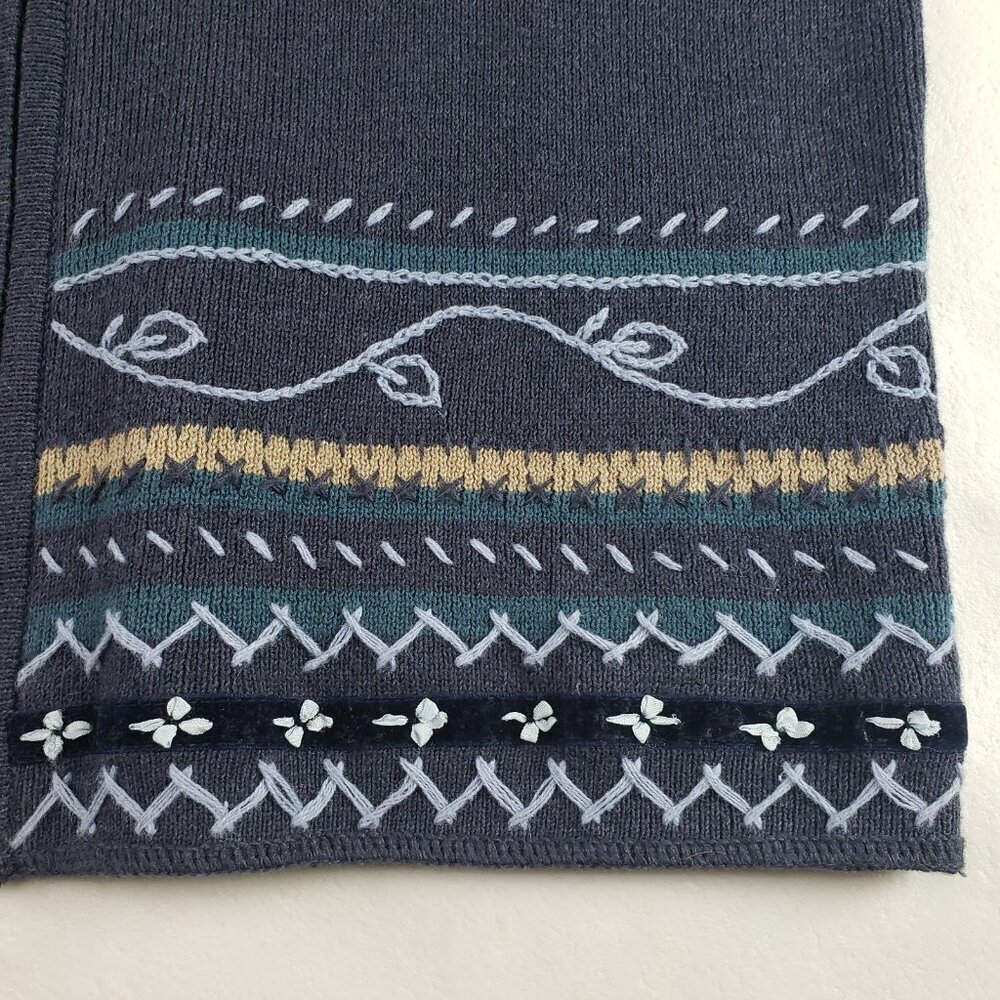 Vintage Woolrich Embroidered Sweater Women Large Blue Full Zip Cardigan Grandma - Picture 4 of 12